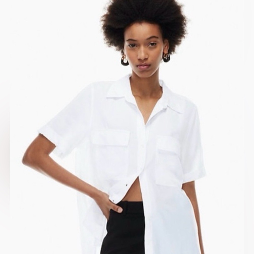 Babaton Utility Button Up Tencel Short Sleeve in Black